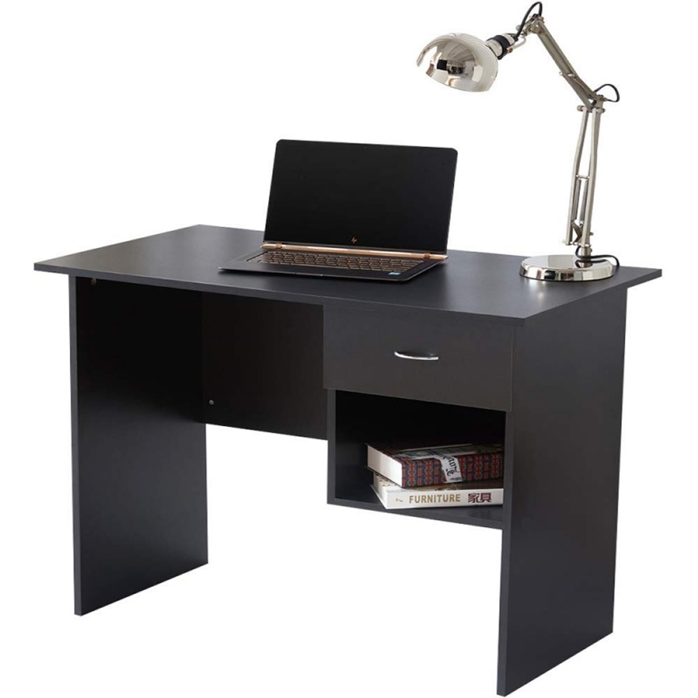 RayGar Computer Desk with Drawer and Open Storage Space for Home and Office - Black