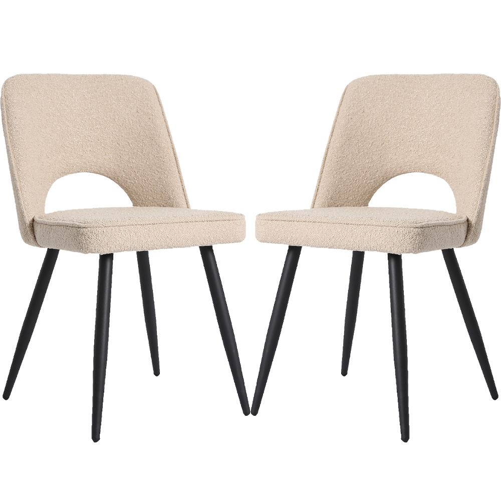 RayGar Dining Chairs Hope Boucle Fabric Set of 2 - Cream