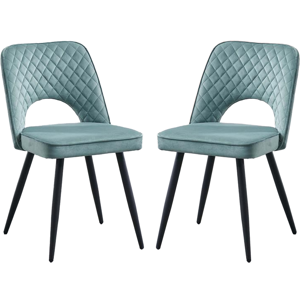 RayGar Dining Chairs Hope Fabric Set of 2 - Teal Blue