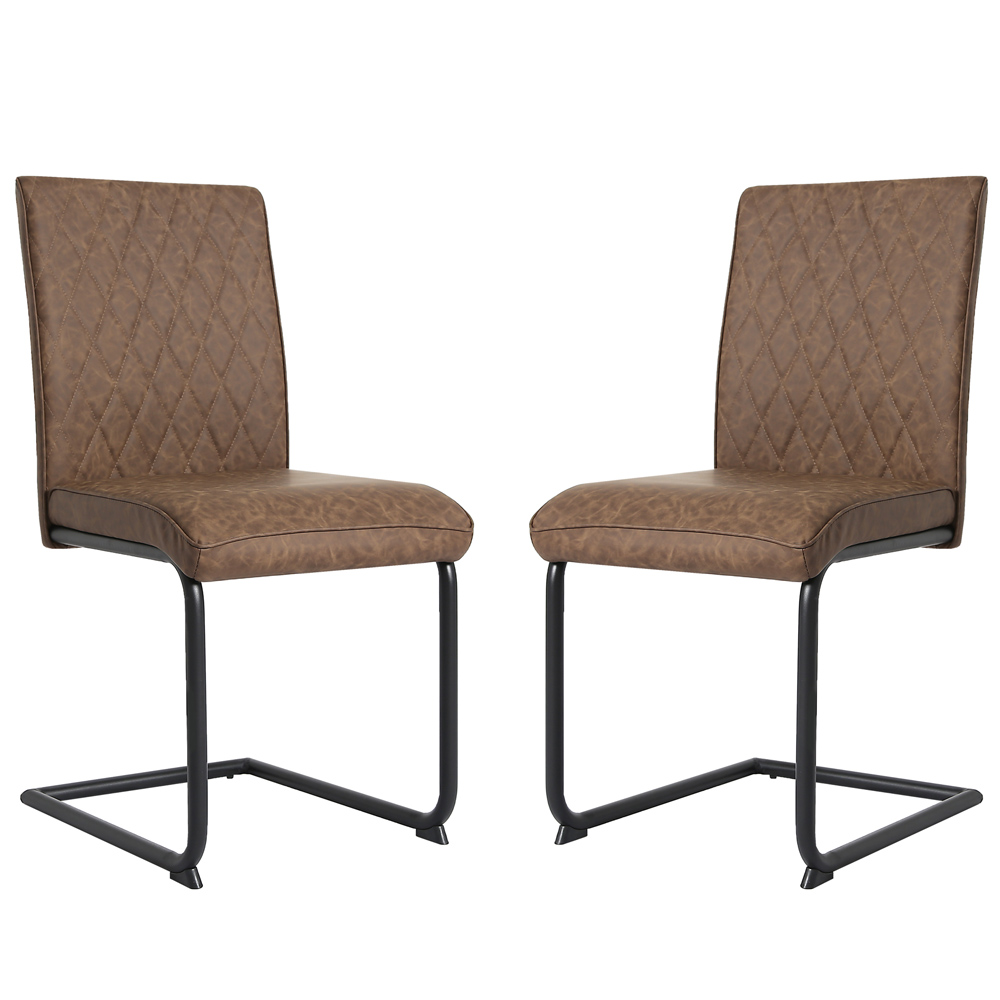 RayGar Nestor Dining Chairs Faux Leather Set of 2 - Brown