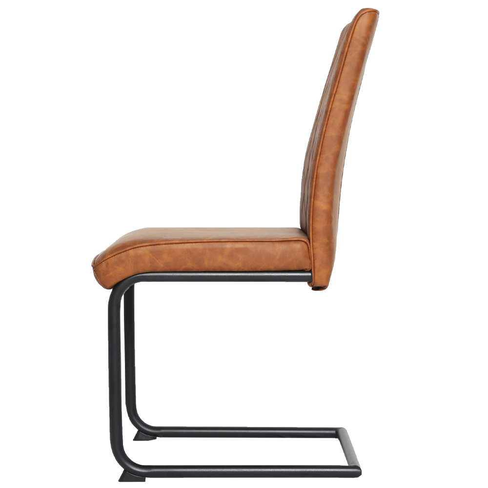 RayGar Nestor Dining Chairs Faux Leather Set of 2 - Tan | Free & Fast P&P