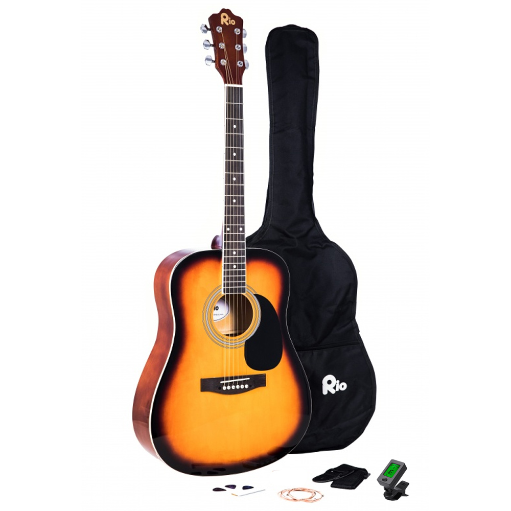 Rio 4/4 size (41'') Acoustic Dreadnought Guitar - Sunburst