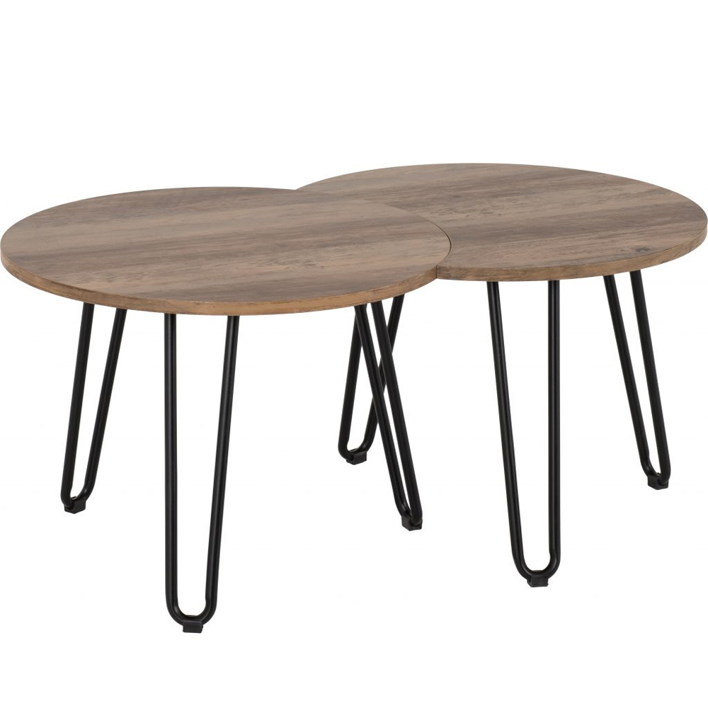 Athens Round Duo Coffee Table Set - Oak Effect