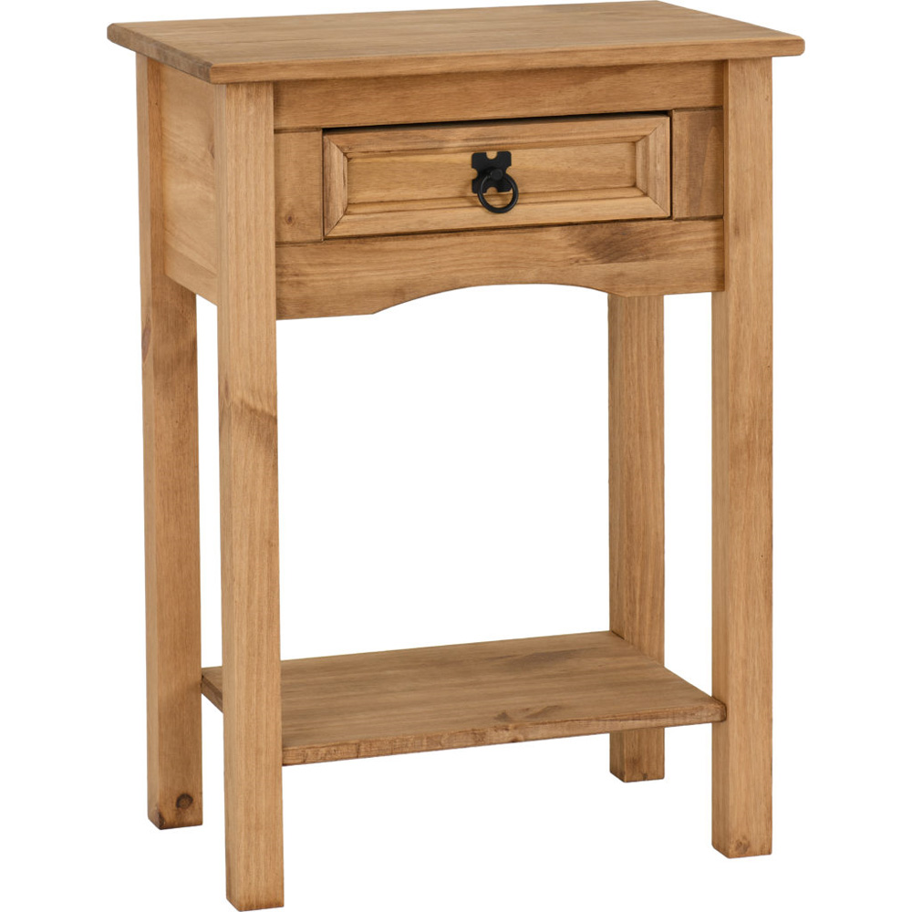 Corona 1 Drawer Console Table with Shelf - Waxed Pine