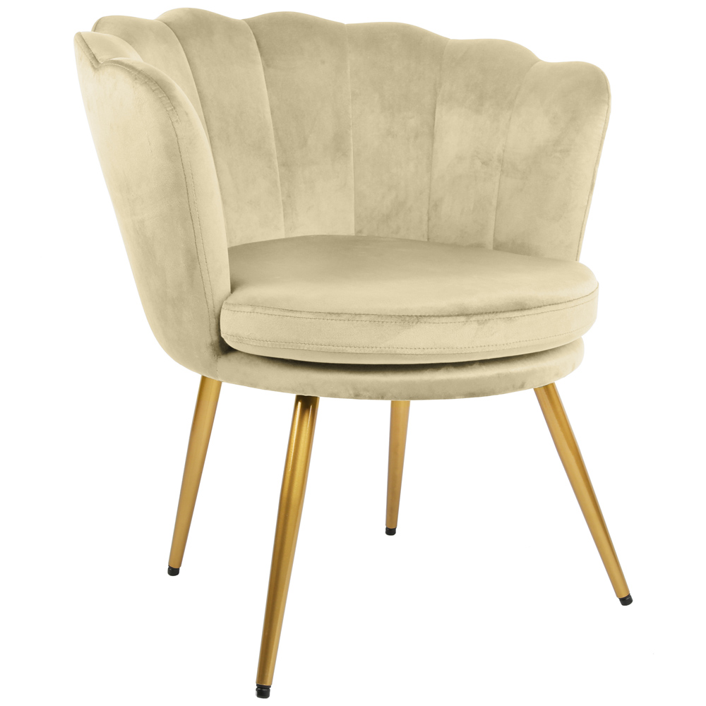 Genesis Flora Accent Chair with Petal Back Scallop Armchair in Velvet - Champagne