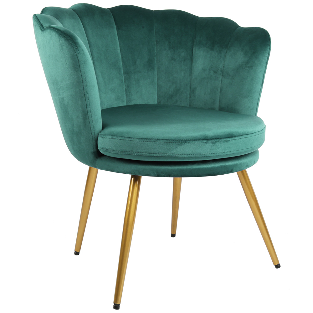 Genesis Flora Accent Chair with Petal Back Scallop Armchair in Velvet - Green