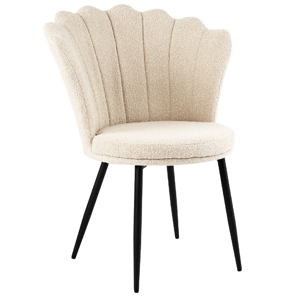 Genesis Freya Accent Chair with Petal Back Scallop Chair in Boucle