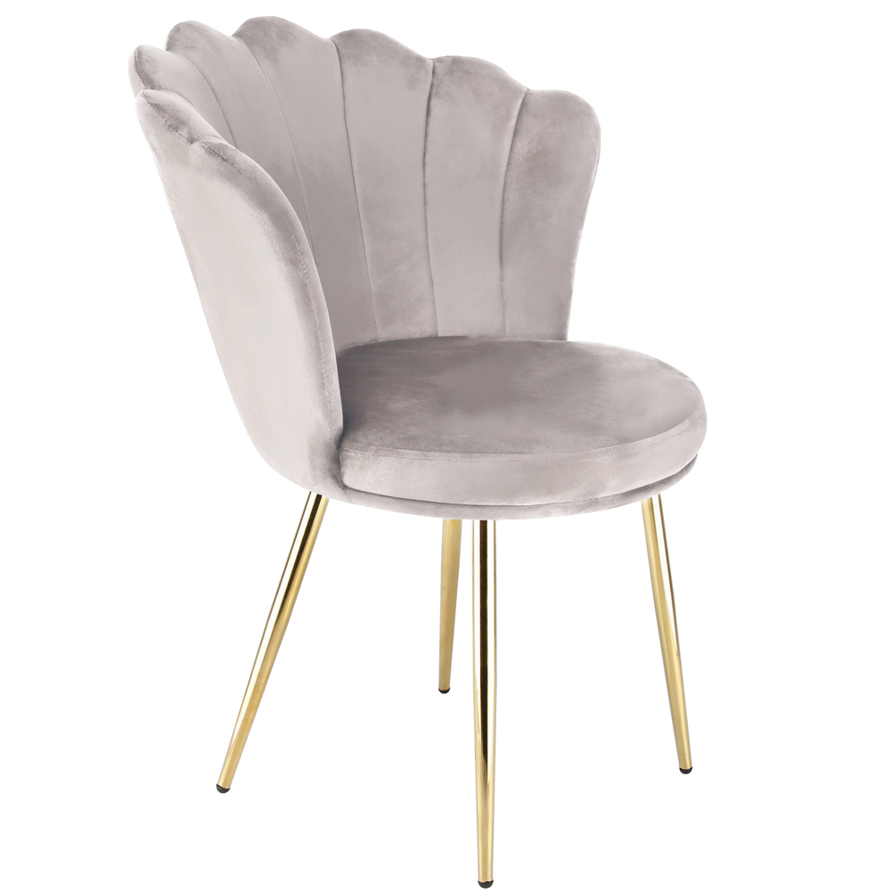 Genesis Freya Accent Chair with Petal Back Scallop Chair in Velvet - Taupe