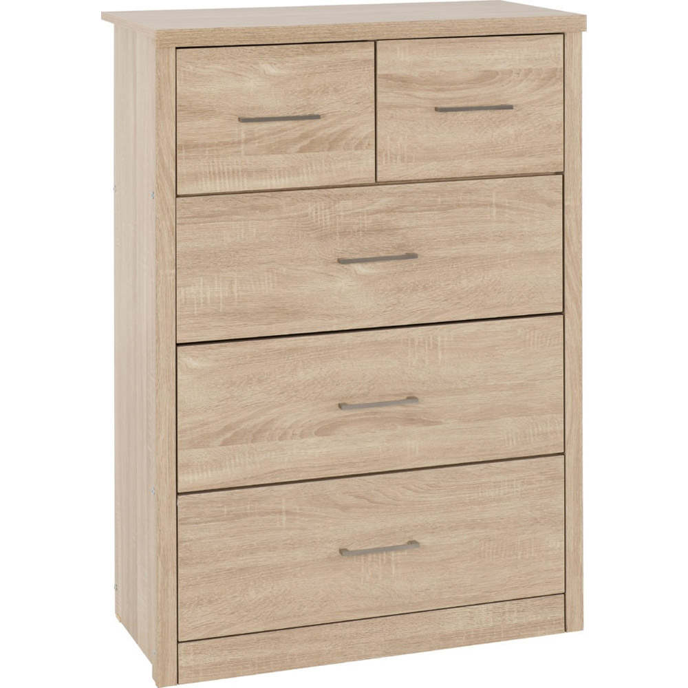 Lisbon 3+2 Drawer Chest - Light Oak Effect Veneer