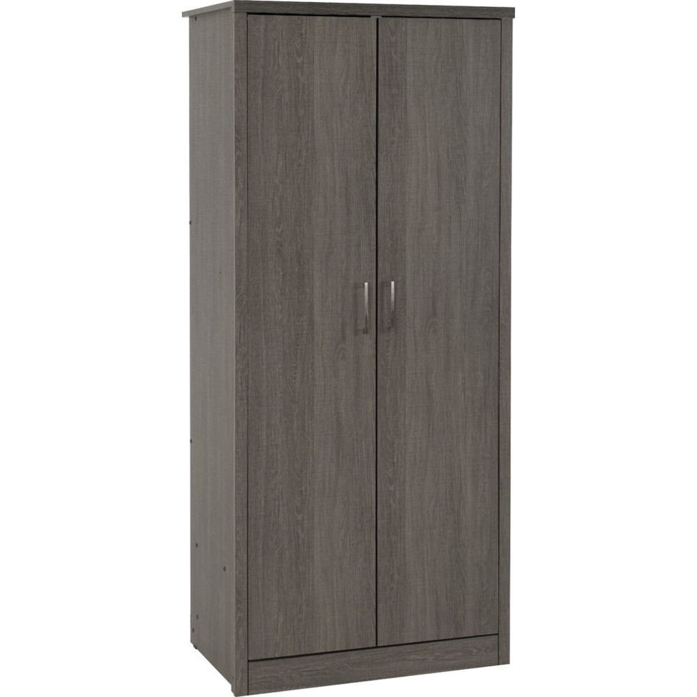 Lisbon 2 Door Wardrobe - Black Wood Grain