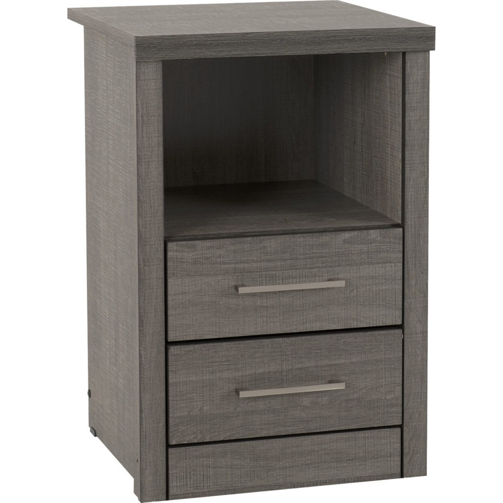 Lisbon 2 Drawer 1 Shelf Bedside Cabinet - Black Wood Grain