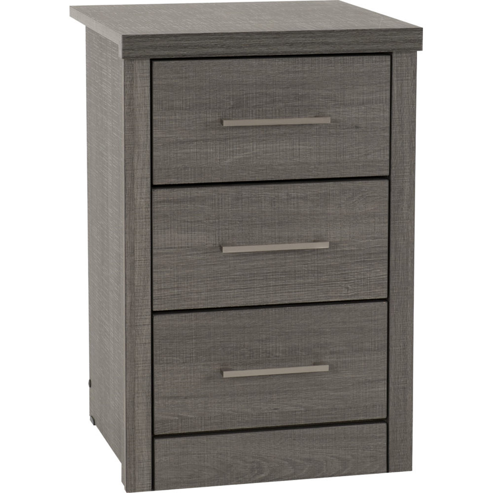 Lisbon 3 Drawer Bedside Chest - Black Wood Grain