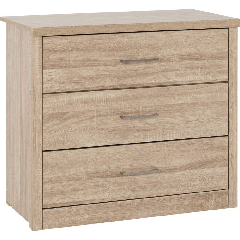 Lisbon 3 Drawer Chest - Light Oak Effect Veneer