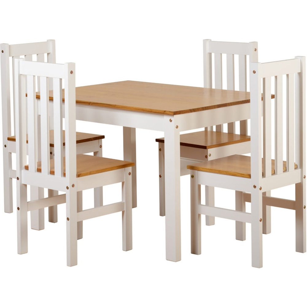 Ludlow 1+4 Dining Set - Oak Lacquer/White