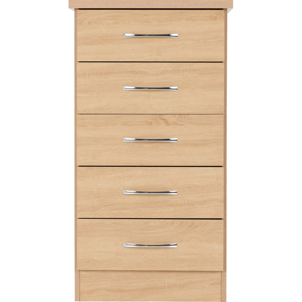 Nevada 5 Drawer Narrow Chest - Sonoma Oak Effect | Free & Fast P&P