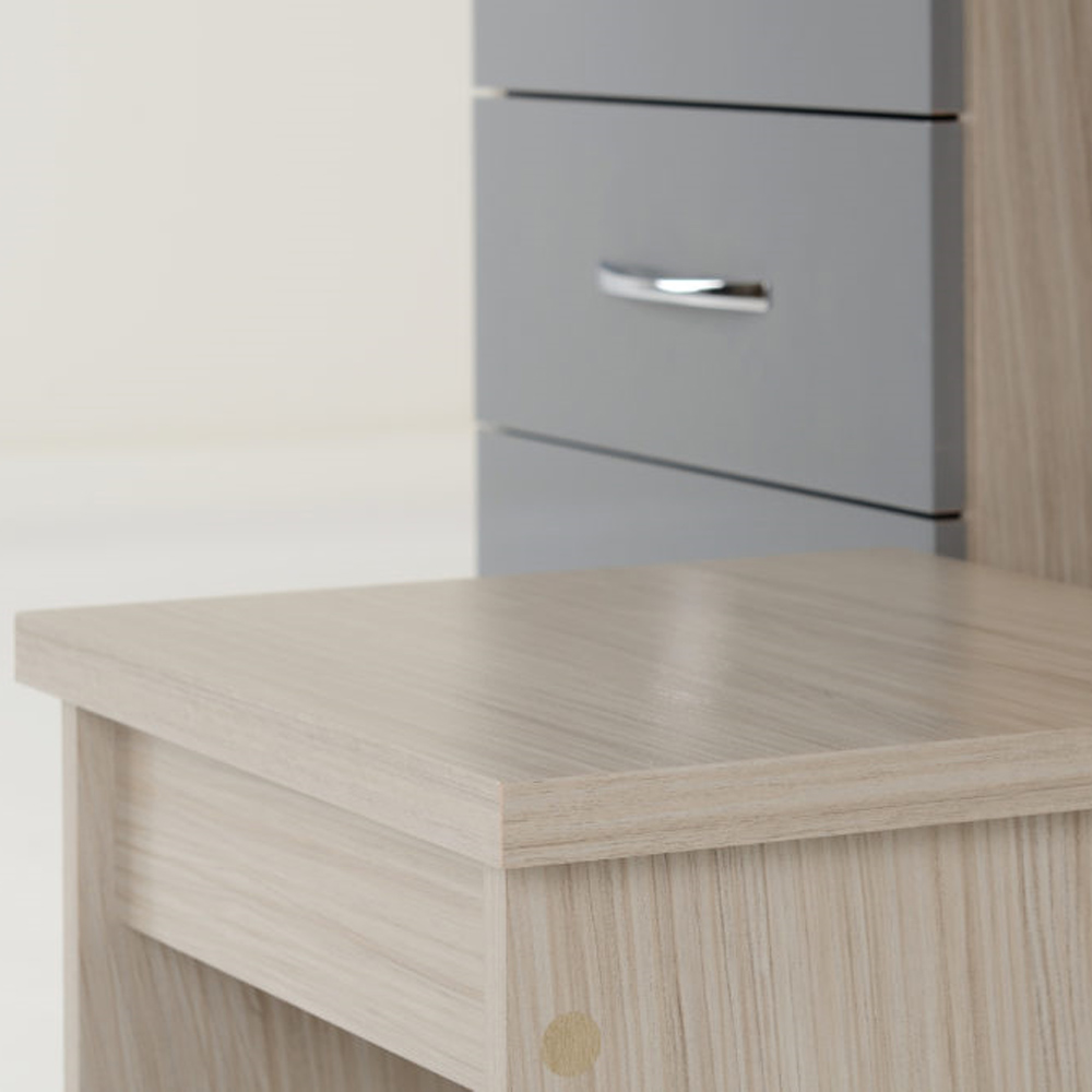 Nevada 4 Drawer Dressing Table Set Grey Gloss/Light Oak Effect Veneer