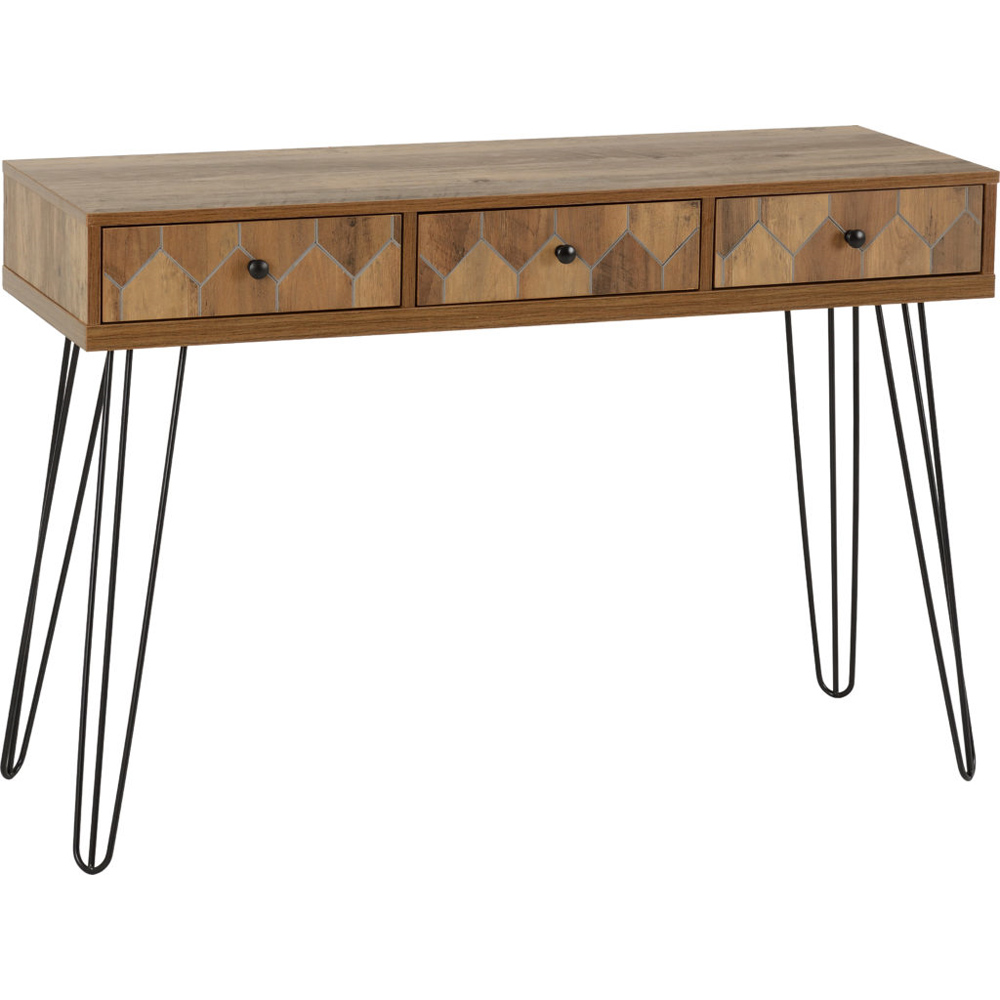 Ottawa 3 Drawer Console Table - Oak/Black