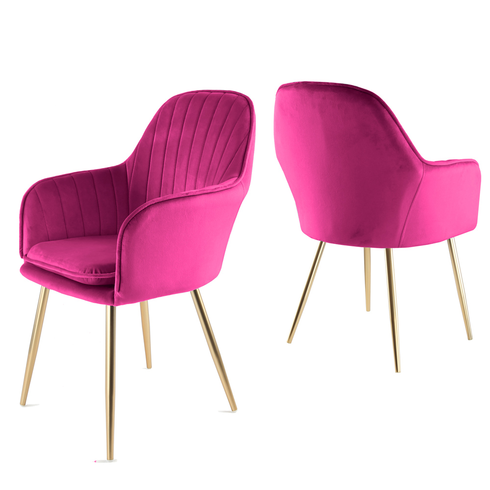 Genesis Muse Chair in Velvet Fabric x 2 - Fuchsia Pink