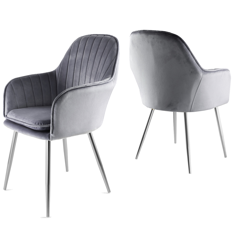 Genesis Muse Chair in Velvet Fabric x 2 - Grey