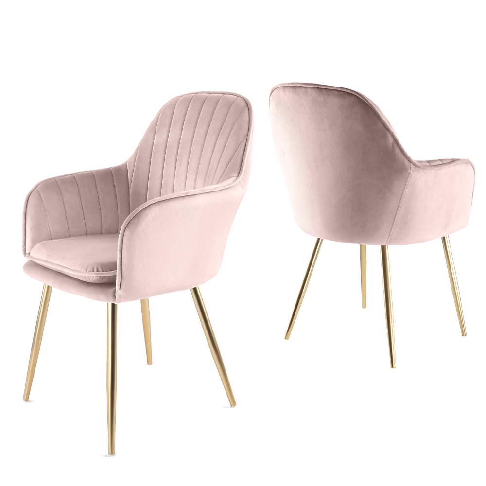Genesis Muse Chair in Velvet Fabric x 2 - Silver Pink