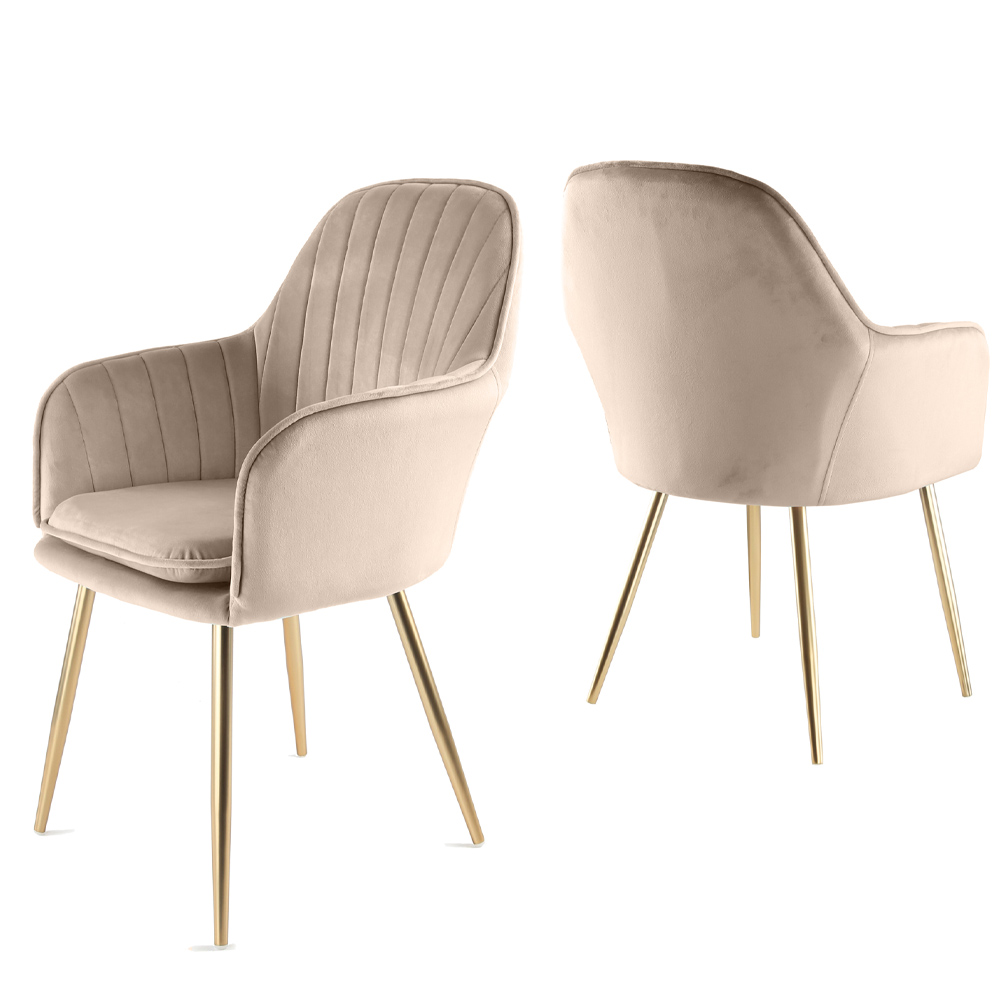 Genesis Muse Chair in Velvet Fabric x 2 - Taupe