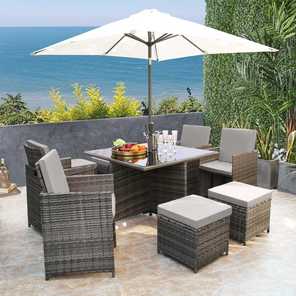 Curated visual reference: Visual Reference: Parasol For Hera 8 Seater Rattan Dining Cube Set 200X200Cm