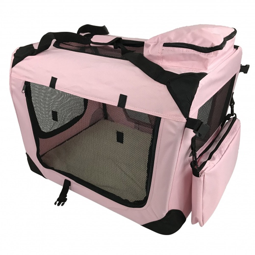 RayGar Folding Soft Crate Pet Carrier (Dog, Cat, Puppy, Kitten) - Pink