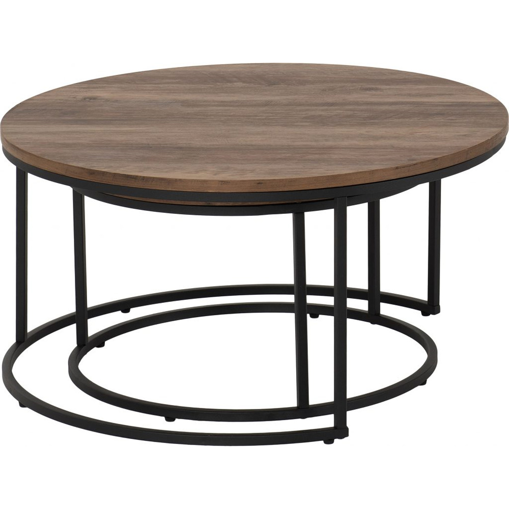 Quebec Round Coffee Table Pair - Oak Effect | Free & Fast P&P