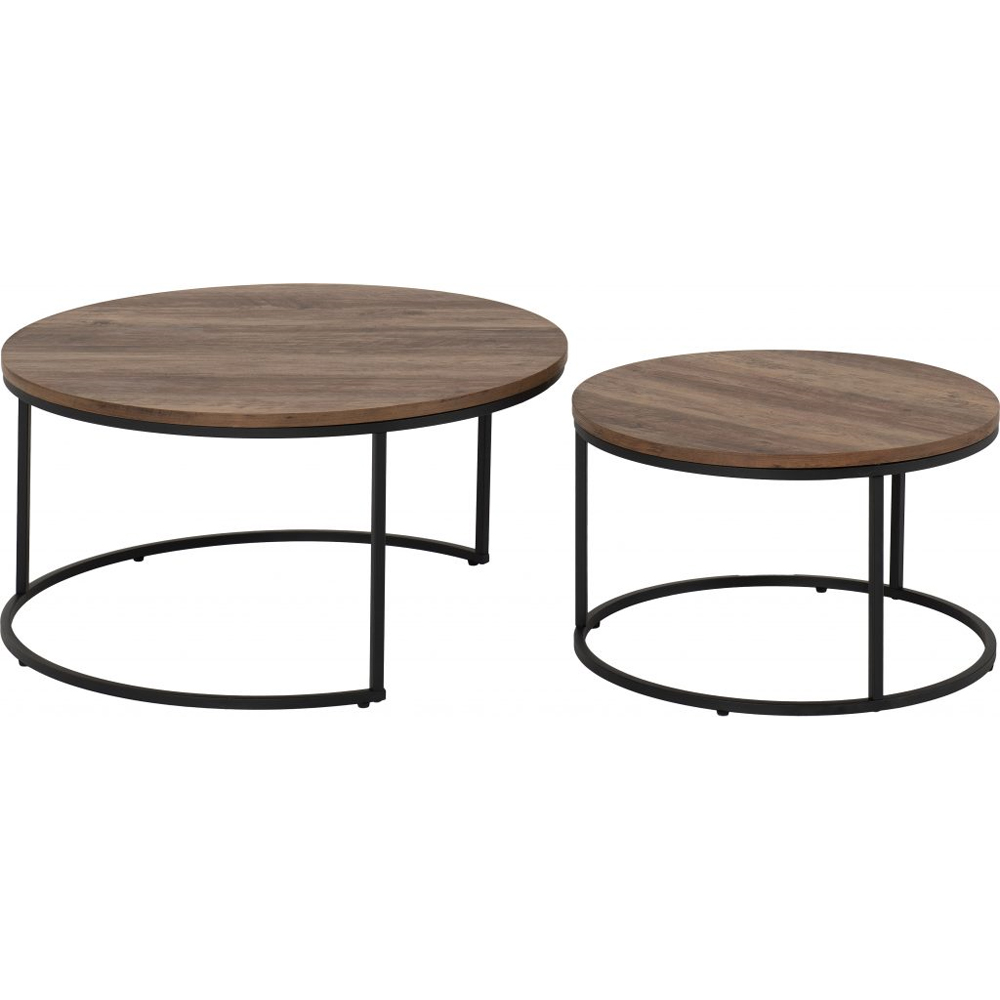 Quebec Round Coffee Table Pair - Oak Effect | Free & Fast P&P