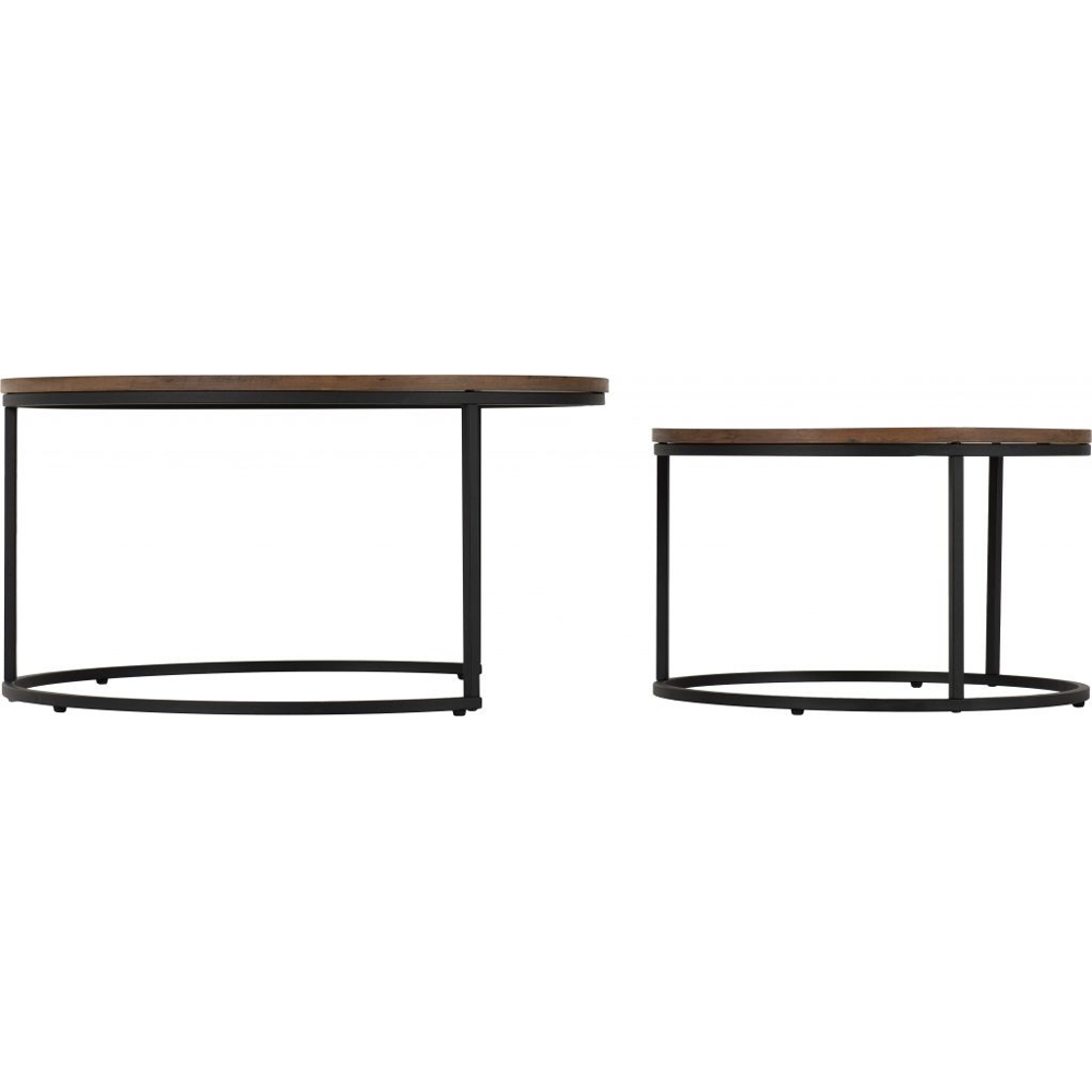 Quebec Round Coffee Table Pair - Oak Effect | Free & Fast P&P