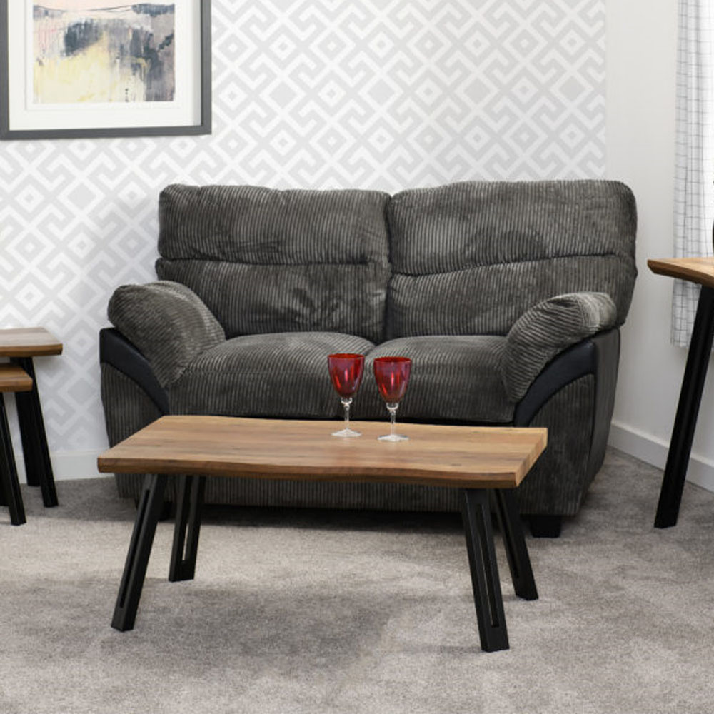 Quebec Coffee Table with Wave Edge - Oak Effect | Free & Fast P&P