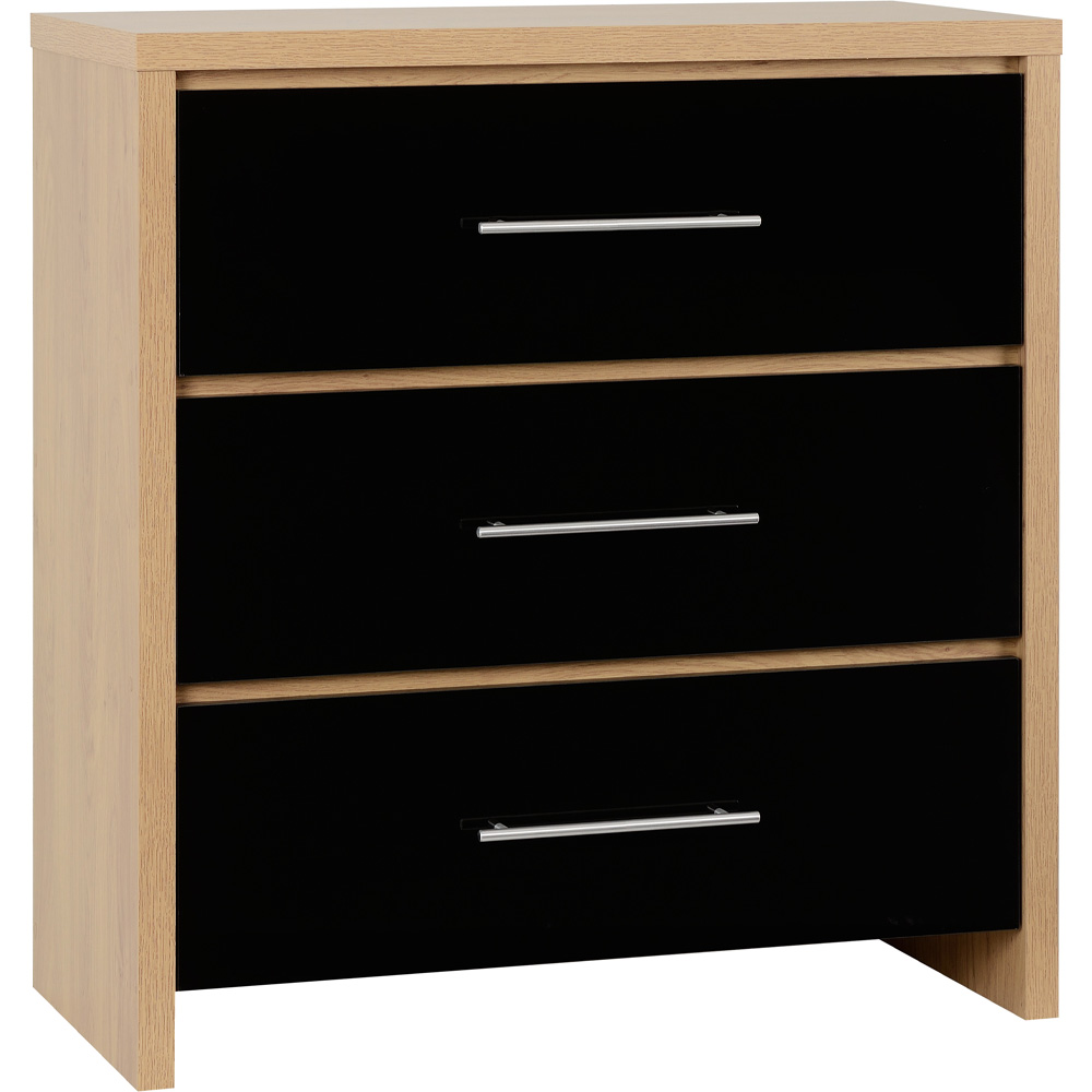 Seville 3 Drawer Chest - Black/Oak