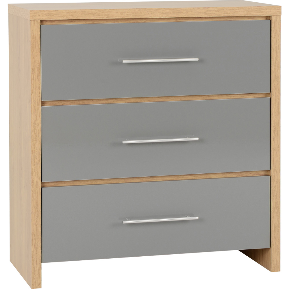 Seville 3 Drawer Chest - Grey/Oak