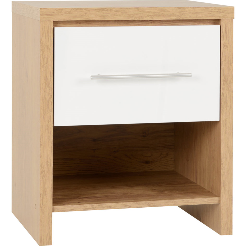 Seville 1 Drawer Bedside Cabinet - White/Oak