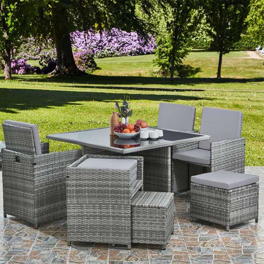 Vesta Deluxe Rattan 8 Seater Dining Cube Garden Furniture Patio Set ...