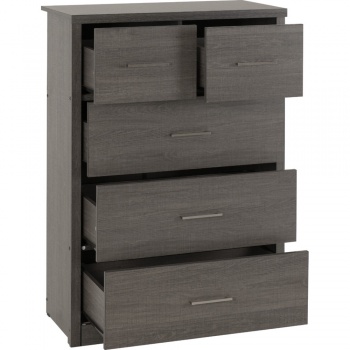 Lisbon 3+2 Drawer Chest - Black Wood Grain