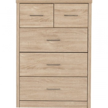 Lisbon 3+2 Drawer Chest - Light Oak Effect Veneer