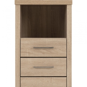 Lisbon 2 Drawer 1 Shelf Bedside Cabinet - Light Oak Effect Veneer