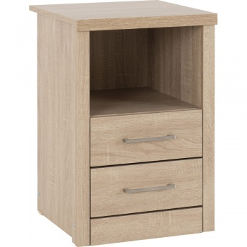 Lisbon 2 Drawer 1 Shelf Bedside Cabinet - Light Oak Effect Veneer