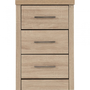 Lisbon 3 Drawer Bedside Chest - Light Oak Effect Veneer