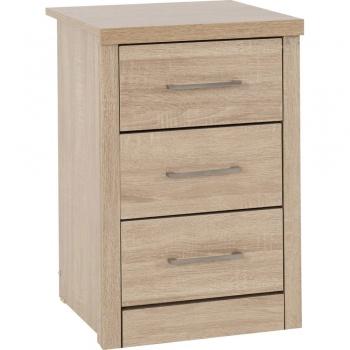 Lisbon 3 Drawer Bedside Chest - Light Oak Effect Veneer