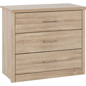 Lisbon 3 Drawer Chest - Light Oak Effect Veneer