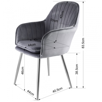 Genesis Muse Chair in Velvet Fabric -Grey