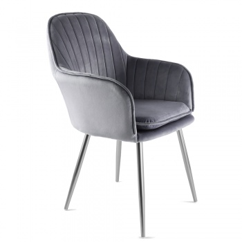 Genesis Muse Chair in Velvet Fabric -Grey