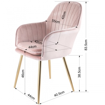 Genesis Muse Chair in Velvet Fabric - Silver Pink