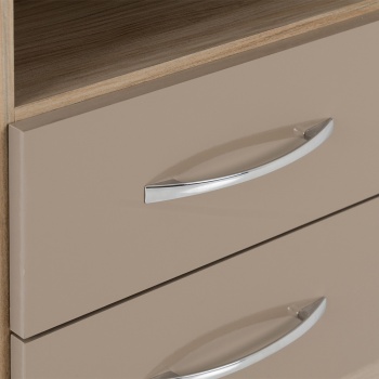 Nevada 2 Drawer Bedside - Oyster Gloss/Light Oak Effect Veneer