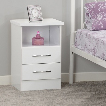 Nevada 2 Drawer Bedside - White