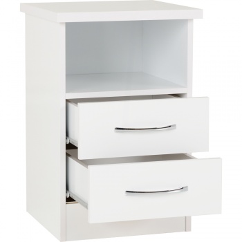 Nevada 2 Drawer Bedside - White