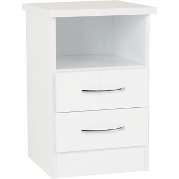 Nevada 2 Drawer Bedside - White