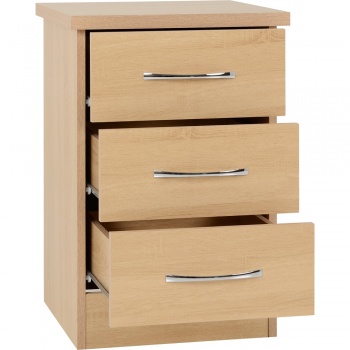 Nevada 3 Drawer Bedside - Sonoma Oak Effect